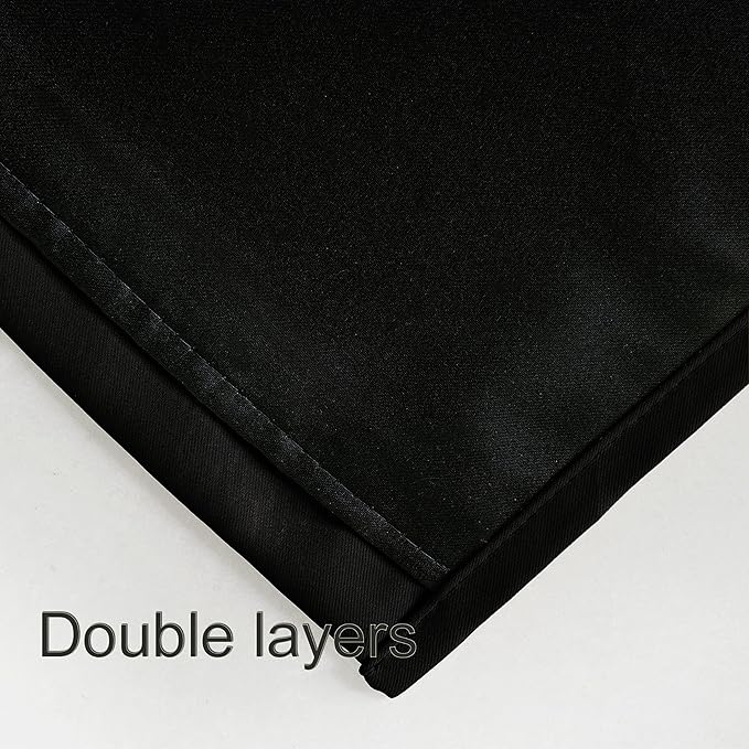 LEMOMO 100% Blackout Curtains 40 x 84 Inch/Black Curtains 2 Panels with Black Lining Room Darkening Thermal Insulated Bedroom Curtains