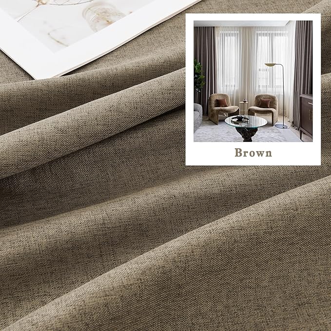 DUALIFE Brown Curtain 96 Inches Long for Bedroom/Living Room Thermal Insulated Black Out Back Tab and Rod Pocket Dining Room Curtains Drapes 2 Panels - Chocolate Brown,W52 x L96