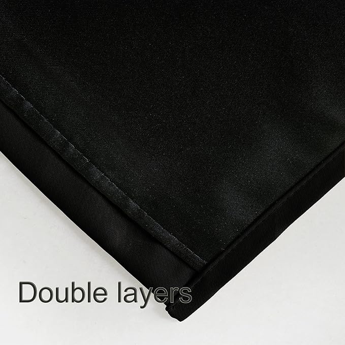 LEMOMO 100% Blackout Curtains 52 x 72 Inch/Black Curtains 2 Panels with Black Lining Room Darkening Thermal Insulated Bedroom Curtains