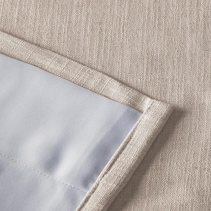 ChadMade Block Out The Sun Faux Linen Grommet Curtian 96 Inches Long Room Pravicy Protecting Drape for Bedroom Sliding Patio Door with Traverse Rod 72Wx96L, 1 Panel, Tapioca, Tallis Collection