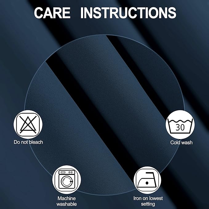 LEMOMO 100% Blackout Curtains 52 x 95 Inch/Navy Blue Curtains 2 Panels with Black Lining Room Darkening Thermal Insulated Bedroom Curtains