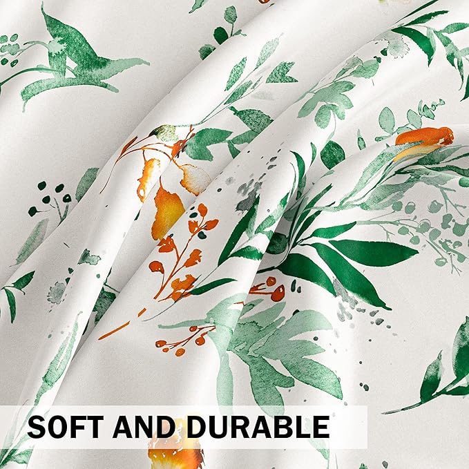 MYSKY HOME Floral Blackout Curtains 90 inch Long 2 Panels Set for Living/Dining Room- Flower Patterned Room Darkening Light Blocking Grommet Window Treatments, 52" W Each Panel, Yellow and Green