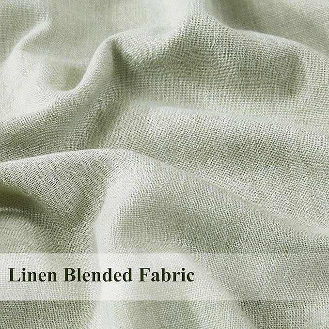 WEST LAKE Pinch Pleated Full Blackout Curtain Panels 112 Inches Length,Soft Green Linen Blend Drapes for Bedroom,Thermal Insulate Window Treatment,Back Tabs Hooks,60" Wx112 L(Pack of 1)