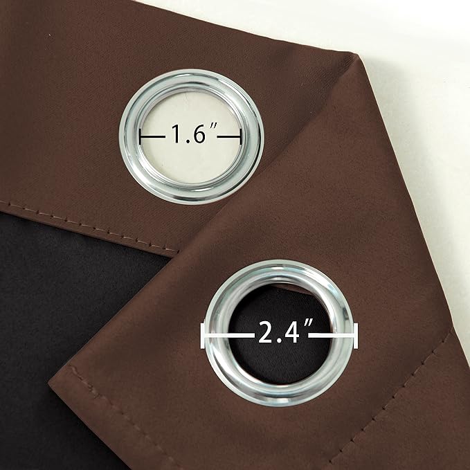 LEMOMO 100% Blackout Chocolate Brown Curtains with Black Lining/52 x 84 Inch/Set of 2 Panels Thermal Insulated Room Darkening Curtains for Bedroom