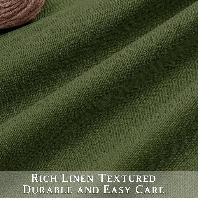 ChrisDowa 100% Blackout Olive Green Solid Curtains 84 Inches Long 2 Panels for Bedroom Living Room,Farmhouse Room Darkening Thermal Insulated Soundproof Grommet Top Window Treatment Drapes,52x84