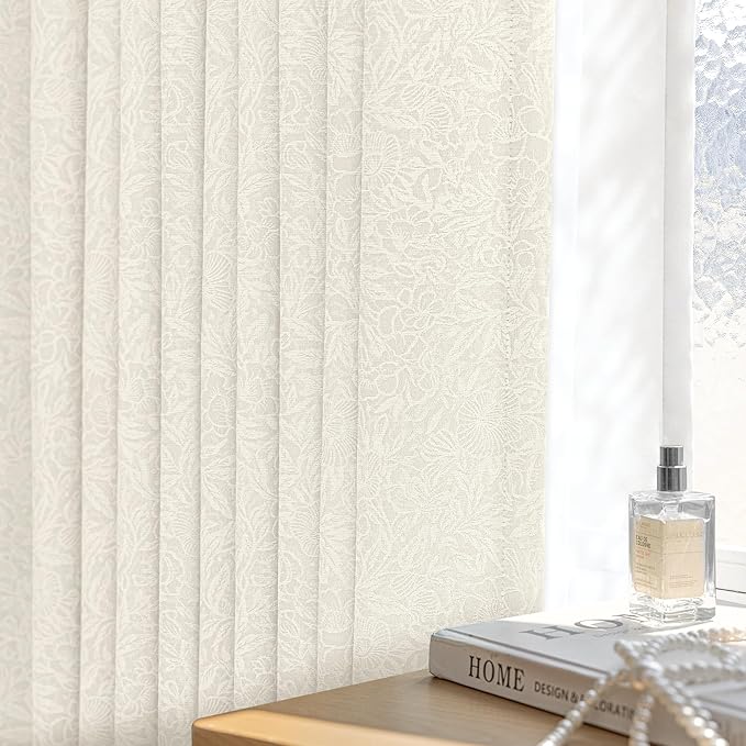 Metro Parlor Cream Floral Blackout Curtains 96 Inches Long for Bedroom, Jacquard Chenille Patterned Vintage Flower Curtains for Living Room Darkening Thermal Grommet Window Drapes,2 Panels,Light Beige
