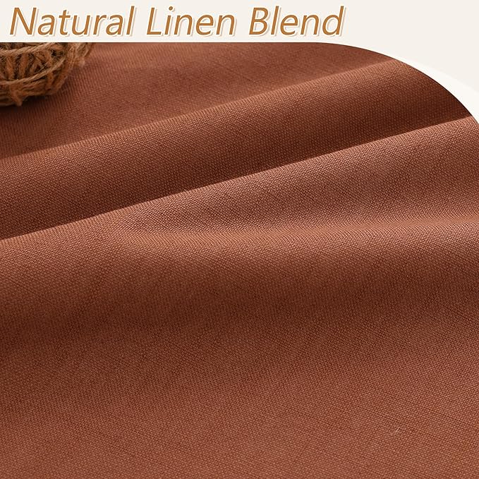 Guken Terracotta 100% Blackout Linen Curtains 102 Inch Length 2 Panels Set Fall Curtains for Living Room Bedroom Back Tab Thermal Insulated Black Out Linen Drapes，52x102