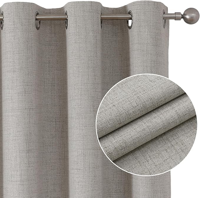 Joydeco Blackout Curtains 84 Inches Long 2 Panels Burg, Room Darkening Drapes Long for Bedroom, Textured Thermal Drapes 2 Panels Set(42x84 inch, Greyish White)