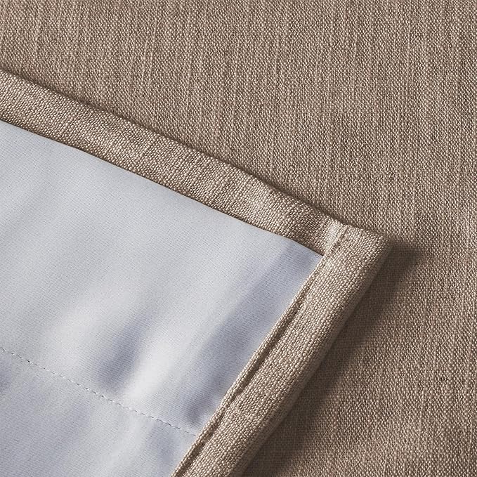 ChadMade Faux Linen Grommet Curtain 63 Inches Long Drape with Blackout Lining for Living Room Bedroom 50Wx63L, 1 Panel, Rust Brown, Tallis Collection