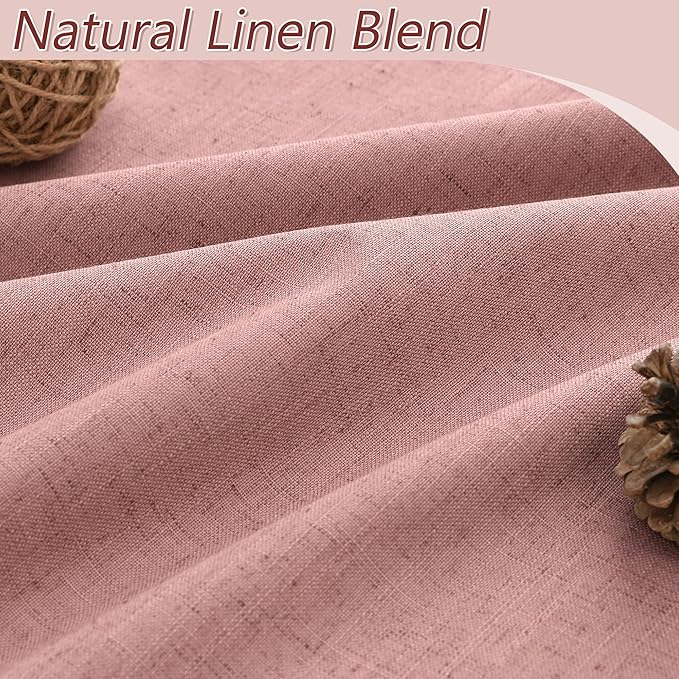 Guken 100% Blackout Curtains 108 Inch Length 2 Panels Set for Living Room Bedroom Back Tab Thermal Insulated Black Out Linen Drapes Room Darkening Window Curtains 108 Inches Long, Ash Rose