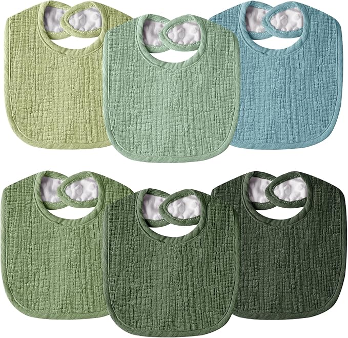 Wrrernsin Muslin Baby Bibs for Unisex Boys Girls, Cotton Drool Bibs, Adjustable Newborn Bibs for Drooling and Teething