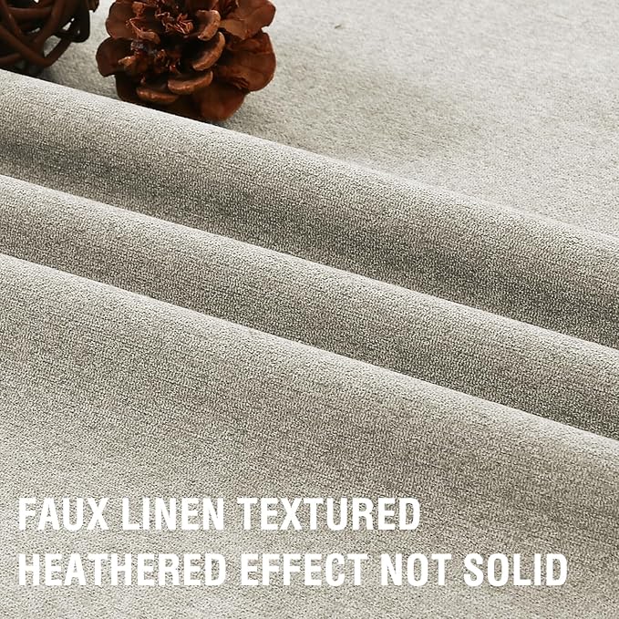 H.VERSAILTEX Thermal Insulated Linen Effect Full Blackout Drapes with Grommets for Privacy, 100% Blackout Linen Curtains 96 inches Long Drapes 2 Panel Set, 52x96 Inch, Heather Oatmeal(Not Solid)