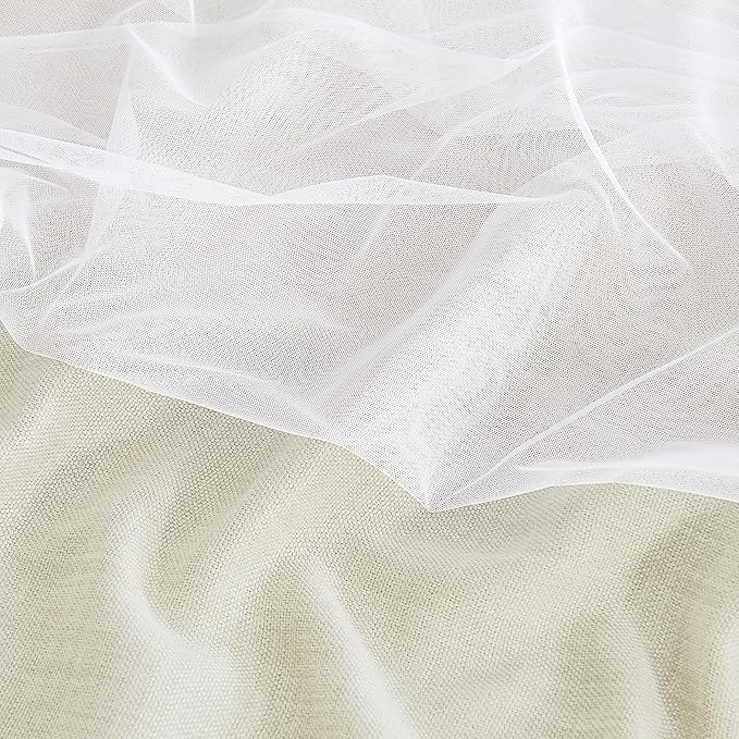 NICETOWN Linen Semi Sheer Curtains for Bedroom, Double Layer Curtains Light Filtering Elegant Grommet Top Curtains & Drapes for Living Room, 52 x 84 Inch Length, Set of 2 Panels, Natural