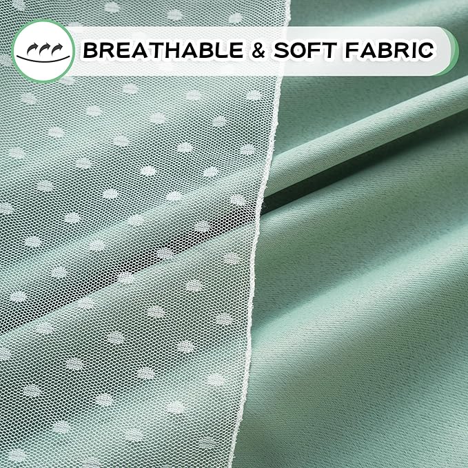 MYSKY HOME Curtains for Girls Bedroom & Nursery Kids Green Cute Curtains Double Layer with Polka Dots Sheer, Grommet Tops, 52x84 Inch Each Panel, 2 Panels
