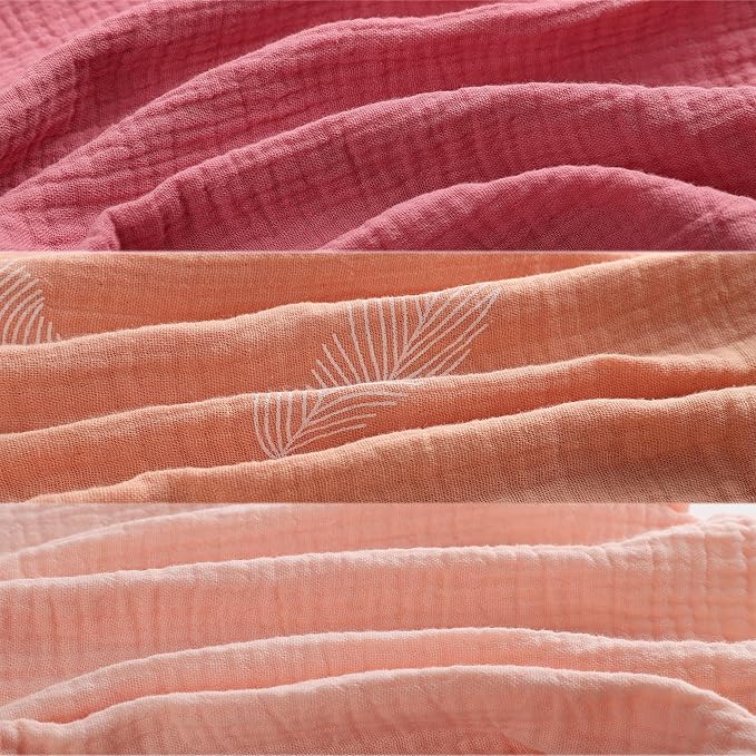 Onacosht Muslin Bassinet Sheets 3 Pack, 100% Cotton Baby Sheet 35" X 20" Compatiable with AMKE 3 in 1 Bassinets, MiClassic, Uiuwoo, Foalom, YADAQE, Milliard and TCBunny Bassinet, Pink and Feather