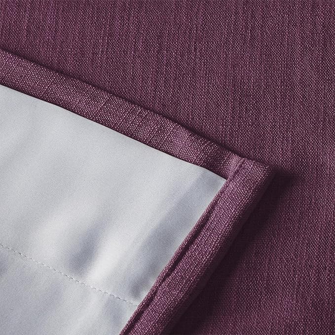 ChadMade Blackout Curtain 84 Inches Long Grommet Faux Linen Drape for Living Room Bedroom Children's Room 120Wx84L, 1 Panel, Plum, Tallis Collection