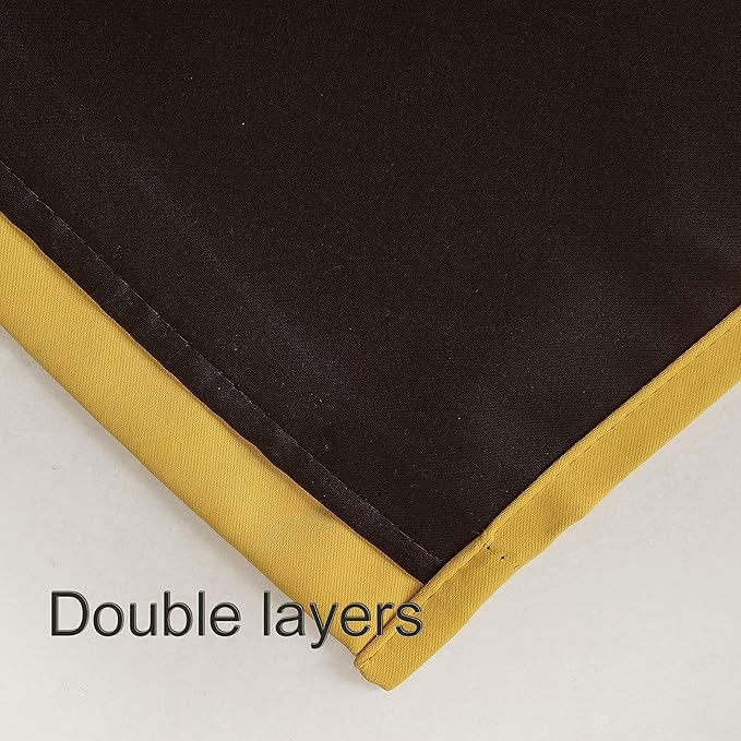 LEMOMO 100% Blackout Yellow Curtains with Black Lining/52 x 63 Inch/Set of 2 Panels Thermal Insulated Room Darkening Curtains for Bedroom