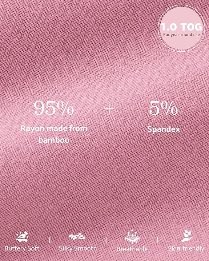 FIEMOL Rayon Made from Bamboo Baby Sleep Sack 0-6 Months, 1.0 Tog Baby Wearable Blanket, Soft Sleeping Bag for Newborn Infant Babies with 2-Way Zipper 2 Pack (Small) Pink Rainbow
