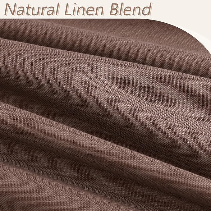 Guken 100% Blackout Curtains 108 Inch Length 2 Panels Set for Living Room Bedroom Back Tab Thermal Insulated Black Out Linen Drapes Room Darkening Cappuccino,52x108