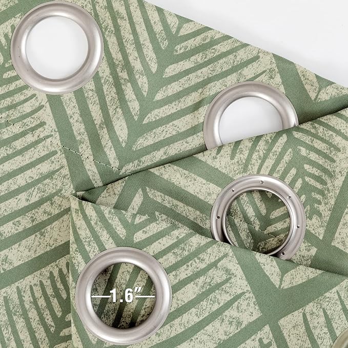 jinchan 80% Blackout Curtains for Living Room, Geometric Patterns Drapes for Bedroom, Window Treatments for Room Darkening, Grommet Top Thermal Insulated Curtains 90 inch Length 2 Panels, Sage Green