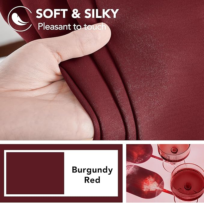 Deconovo Blackout Curtains for Living Room Thermal Insulated Back Tab and Rod Pocket Room Darkening Curtains 52Wx72L Inch Burgundy Red 2 Panels