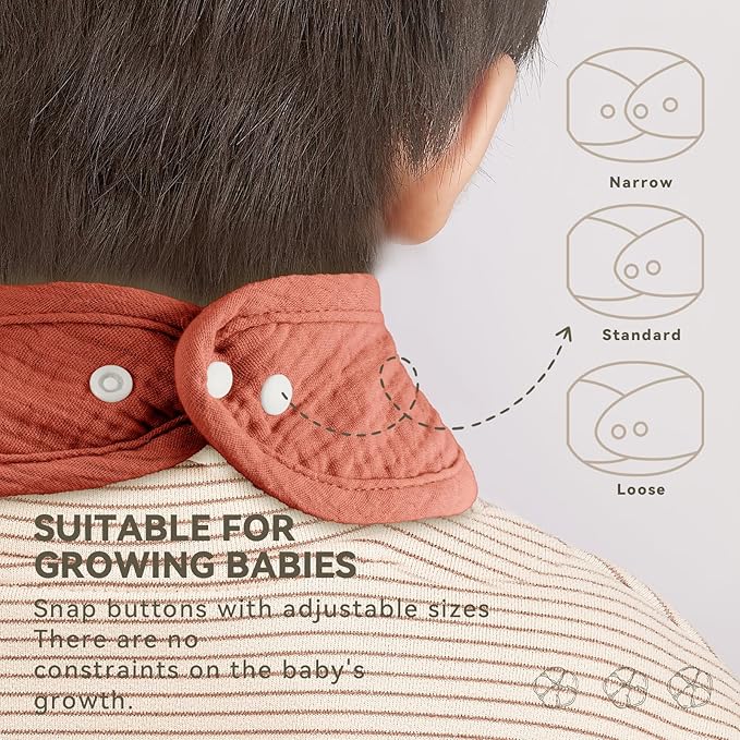 Wrrernsin Muslin Baby Bibs for Unisex Boys Girls, Cotton Drool Bibs, Adjustable Newborn Bibs for Drooling and Teething