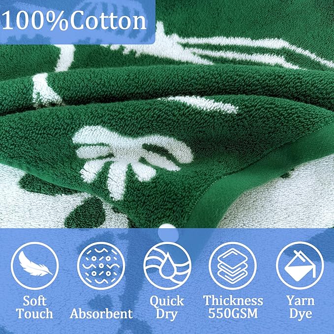 VOOVA & MOVAS Dinosaur Hooded Bath Towels for Kids (3-10Years,30"x53"),Soft Cotton Thick Absorbent Towel Wrap for Toddler Boys,Perfect for Bathroom | Pool | Swimming, Jacquard Green Dino