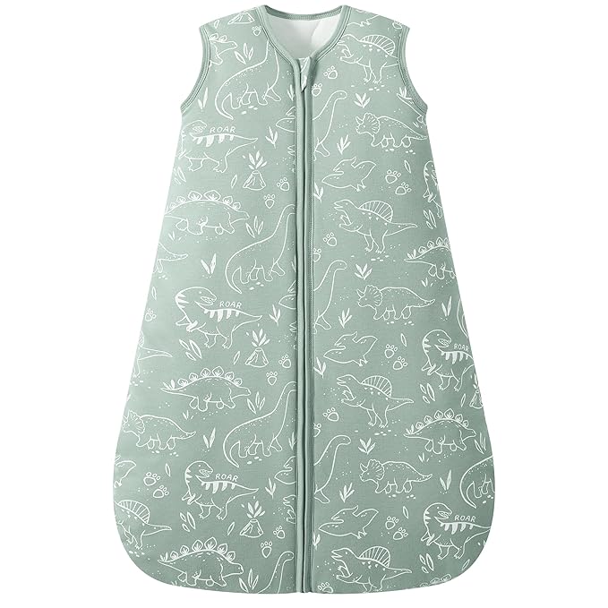 FIEMOL Baby Sleep Sack 0-6 Months, 2.5 TOG Cotton Winter Baby Wearable Blanket with 2-Way Zipper, Warm Soft Sleeping Bag for Newborn Infant Boy Girl, Small Dinosaur