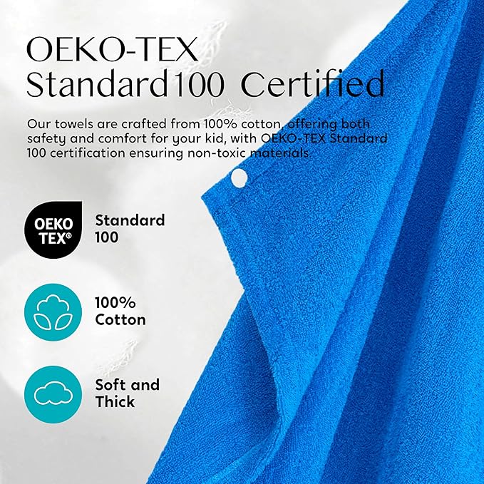Joiedomi Shark Hooded Towel for Kids Soft 100% Cotton Bath Beach Towel 30" x 50" for Kids 3-10 Years Toddler Pool Poncho with Hood Absorbent Swim Wrap for Boys Girls