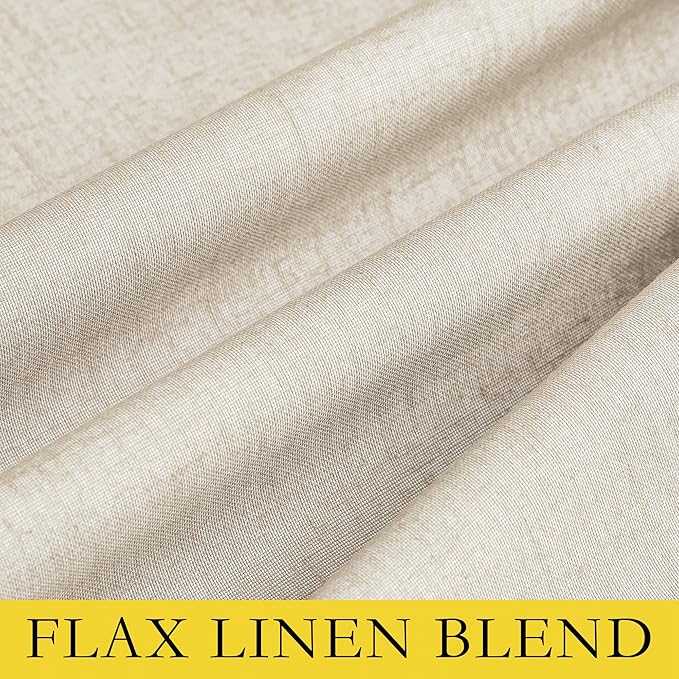 NICETOWN 100% Blackout Linen Curtains for Bedroom with Thermal Insulated White Liner, W52 x L95, 2 PCs, Beige, Long Drapes Sweep The Floor Decorative Keep Privacy Panels for Living Room/Villa