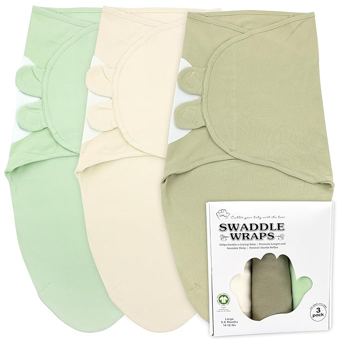 Bublo Baby Swaddles for Newborns – 3-Pack Infant Swaddles 3-6 Months – Adjustable Swaddle Sleep Sack – Soft Organic Cotton Baby Wrap for Safe & Cozy Sleep (Pastel Green)