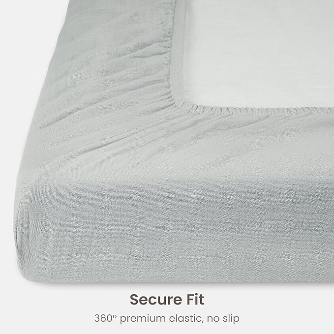 Bioweaves Organic Cotton Muslin Crib Sheet, GOTS Certified Fitted Crib Mattress Sheet, Extra Soft & Breathable for Toddler, Baby Boys & Girls, 52" x 28”, 8 Inch Pocket, Hint of Mint