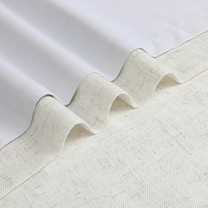 WEST LAKE 72 Inches Natural Full Blackout Curtains with 100 Light Blocking Liners,Bailey Pinch Pleated Drapes with Back Tab,Farmhouse Linen Blended Window Treatment for Bedroom,Living Room,40"Wx72"Lx2