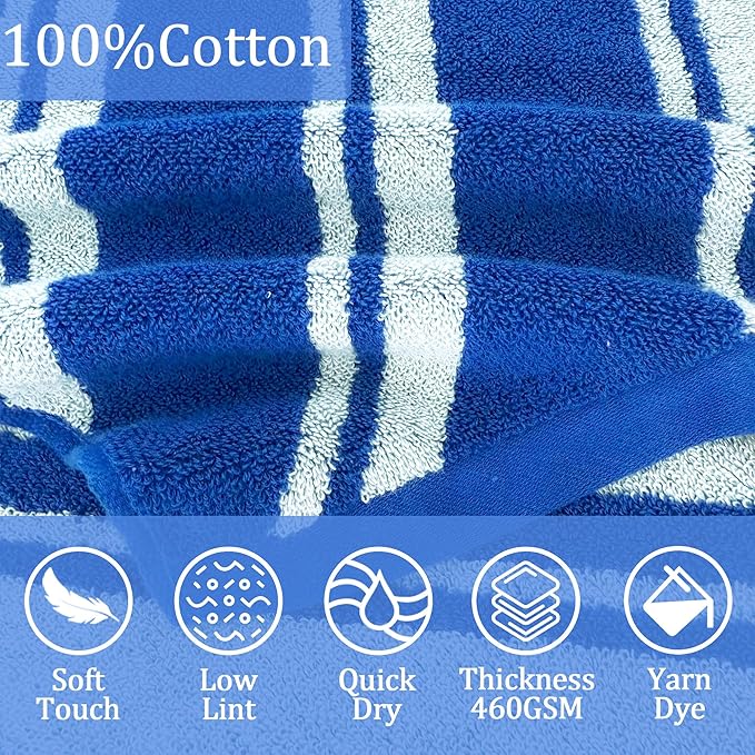VOOVA & MOVAS Hooded Bath Towels for Kids (3-10Years,27.5"x55"),100% Cotton Absorbent Soft Towel Wrap for Toddler Boys,Perfect for Bathroom | Pool | Beach | Swimming, Jacquard Blue Stripe