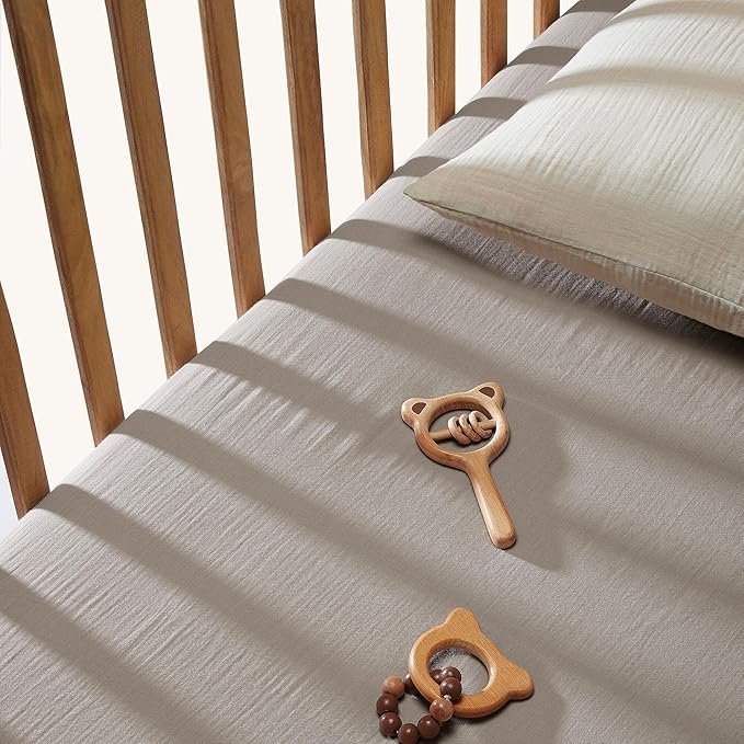 Bioweaves Organic Cotton Muslin Crib Sheet, GOTS Certified Fitted Crib Mattress Sheet, Extra Soft & Breathable for Toddler, Baby Boys & Girls, 52" x 28”, 8 Inch Pocket, Wind Chime