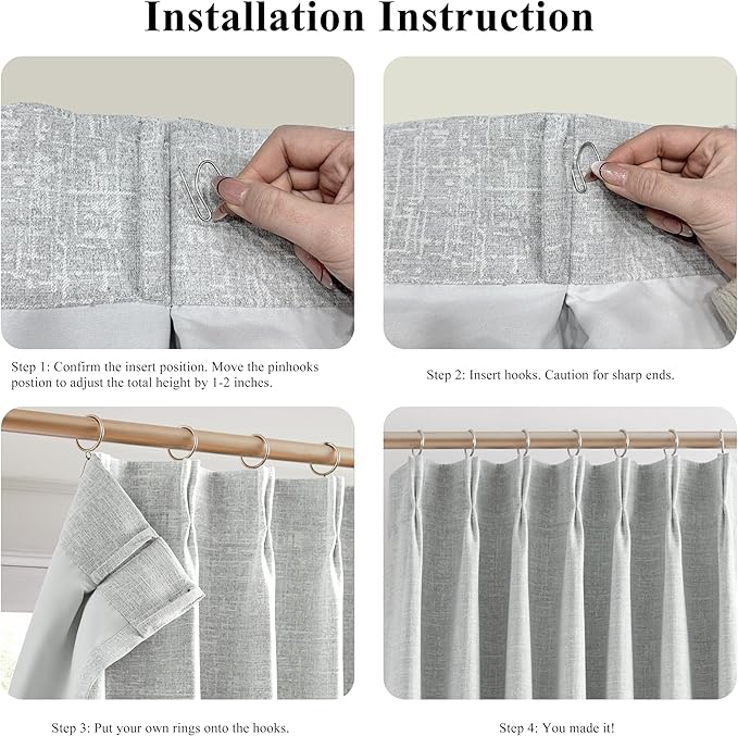 WEST LAKE Silver Grey Chenille Pinch Pleated 95% Blackout Window Curtain Panels for Bedroom,9 FT Triple Weave Textured Heavy Darkening Drapes,Modern Window Treatment,Back Tab,40" Wx108 L,Pack of 2