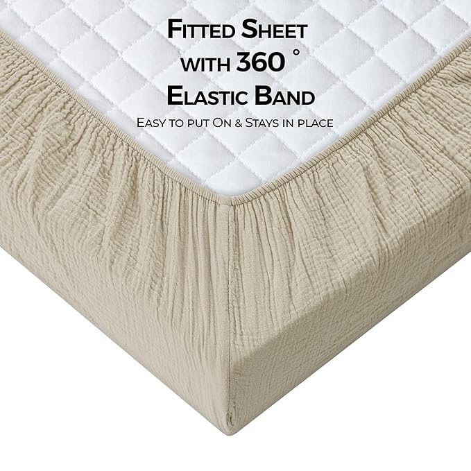 Dreamology Crib Sheets, Standard Muslin Crib Sheet Girls, Boys, 2 Pack Crib Sheet,Breathable Toddler Bed Sheets,Crib Sheets Cotton for Standard Cribs & Toddler Mattress Fitted,52x28 | Rust and Ecru