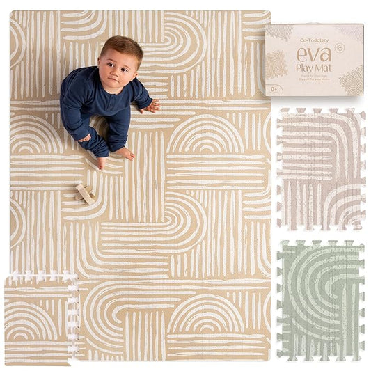 Baby Play Mat – Premium Foam Playmat for Babies & Toddlers, 67" x 48", Neutral Modern Look, Easy-Clean & Non-Toxic, Decor-Friendly Baby Floor Play Mat for Any Room. Co-Toddlery