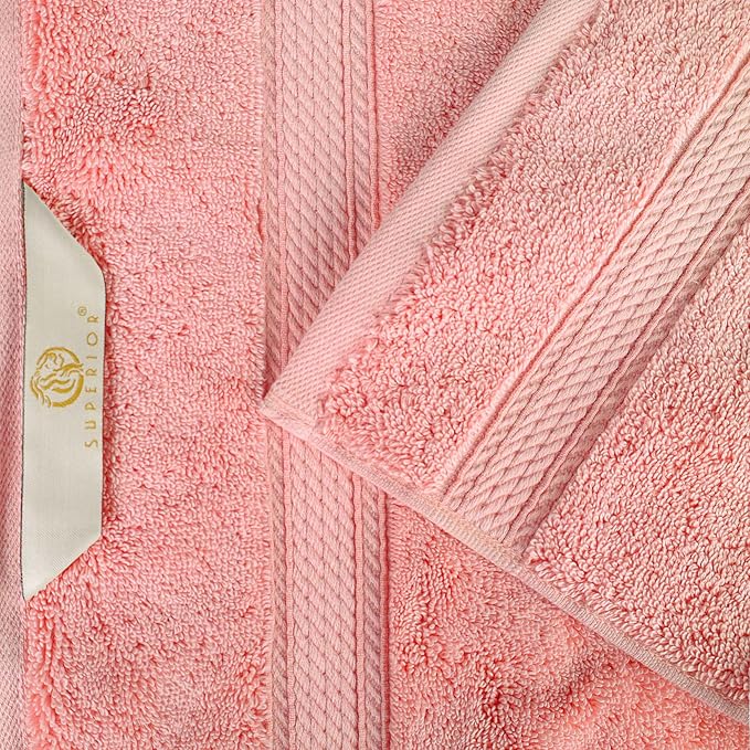 Superior Egyptian Cotton Pile Bath Towel Set of 4, Ultra Soft Luxury Towels, Thick Plush Essentials, Absorbent Heavyweight, Guest Bath, Hotel, Spa, Home Bathroom, Shower Basics, Tea Rose