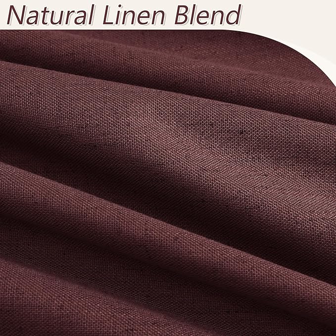 Guken 100% Blackout Curtains 120 Inch Length 2 Panels Set for Living Room Bedroom Back Tab Thermal Insulated Black Out Linen Drapes Room Darkening Reddish Brown,52x120