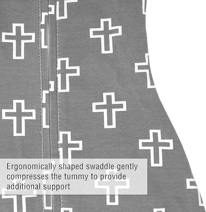 Woombie Grow with Me Baby Swaddle, Convertible Swaddle Fits 0-9 Months, Expands to Wearable Blanket for up to 18 Months, Grey Crosses