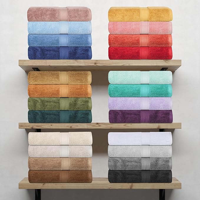 Superior Egyptian Cotton Pile 6 Piece Towel Set, Includes 2 Bath, 2 Hand, 2 Face Towels/Washcloths, Ultra Soft Luxury Towels, Thick Plush Essentials, Guest Bath, Spa, Hotel Bathroom, Silver