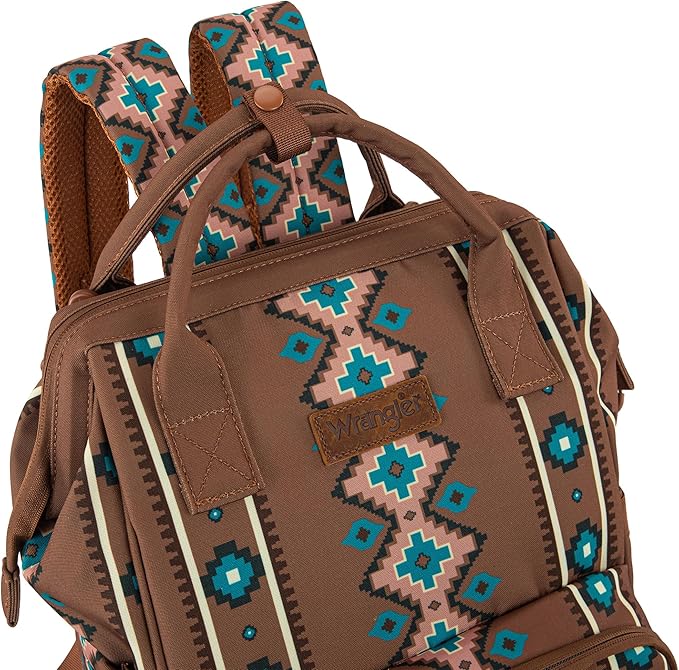 Montana West Wrangler Diaper Bag Backpack Aztec Travel Backpack Purses Western Multi-Function Baby Bags for Mom with Waterproof Insulated Pockets
