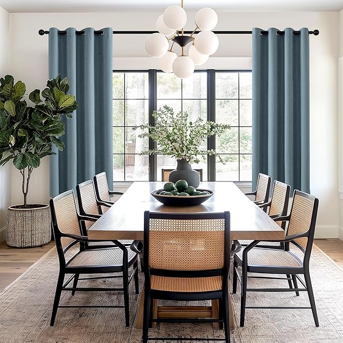 ChrisDowa 100% Blackout Blue Solid Curtains 72 Inches Long 2 Panels for Bedroom Living Room,Farmhouse Room Darkening Thermal Insulated Soundproof Grommet Top Window Treatment Drapes,52x72