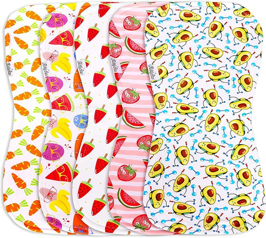 KiddyStar 5-Pack Organic Cotton Burp Cloths – Large, Ultra-Soft 3-Layer Towels for Burping, Shoulder & Hand Use, Highly Absorbent
