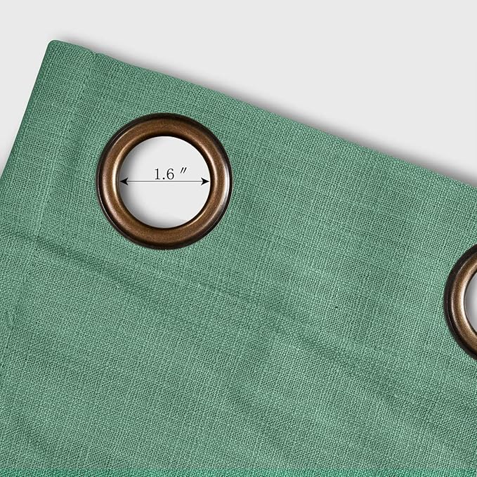ChadMade 120W x 102L Inch Peacock Linen Polyester Curtain Drapes with Blackout Lining, Room Darkening Antique Bronze Grommet Curtain for Sliding Glass Door Patio Door Living Room (1 Panel)