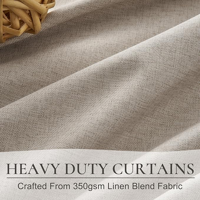 Viral Curtains with Pinch Pleat Clips & Hooks, Grey Taupe Faux Linen Blackout Curtain for Bedroom 90 Inches Long Heavy Drapes Thermal for Summer Heat Sound Deadening Privacy Windows Burg (40"Wx90"Lx2)
