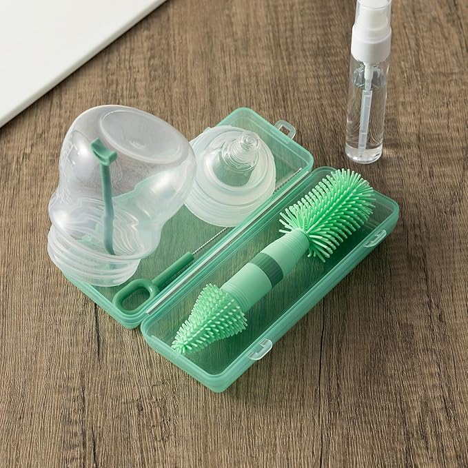 Chemimoso Small Silicone Baby Bottle Brush for Newborn Anti-Colic Baby Bottles，Portable Travel Bottle Cleaner Brush，Suit for Baby Bottles Less Than 8 OZ，Green