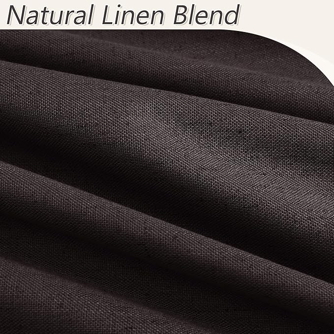 Guken 100% Blackout Curtains 108 Inch Length 2 Panels Set for Living Room Bedroom Back Tab Thermal Insulated Black Out Linen Drapes Room Darkening Cocoa Coffee,52x108