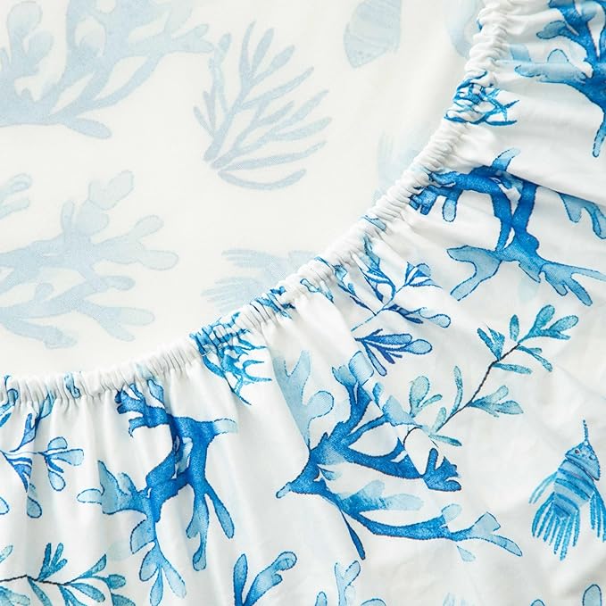 SDIII Ocean Pack N Play Sheets Fitted 2 Pack Stretchy Microfiber Jersey Knit Blue Mini Crib Sheets for Mattress 38x26 Soft Toddler Playard Bedding